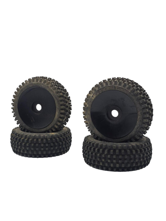 1/8 buggy block tread tires on black 17mm hex wheels