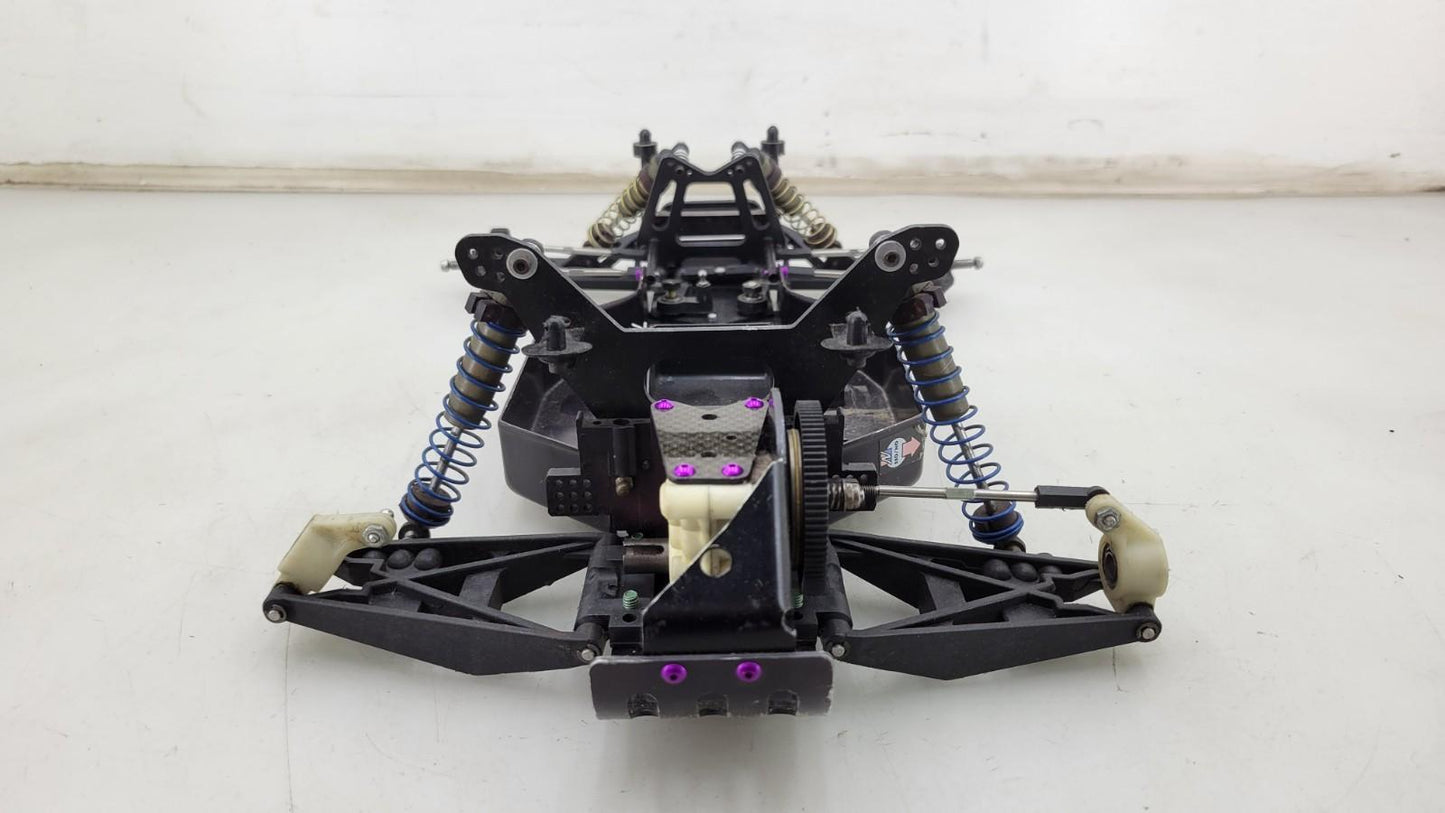 Team Associated RC10DS, Black metal chassis, roller, carbon trans cover