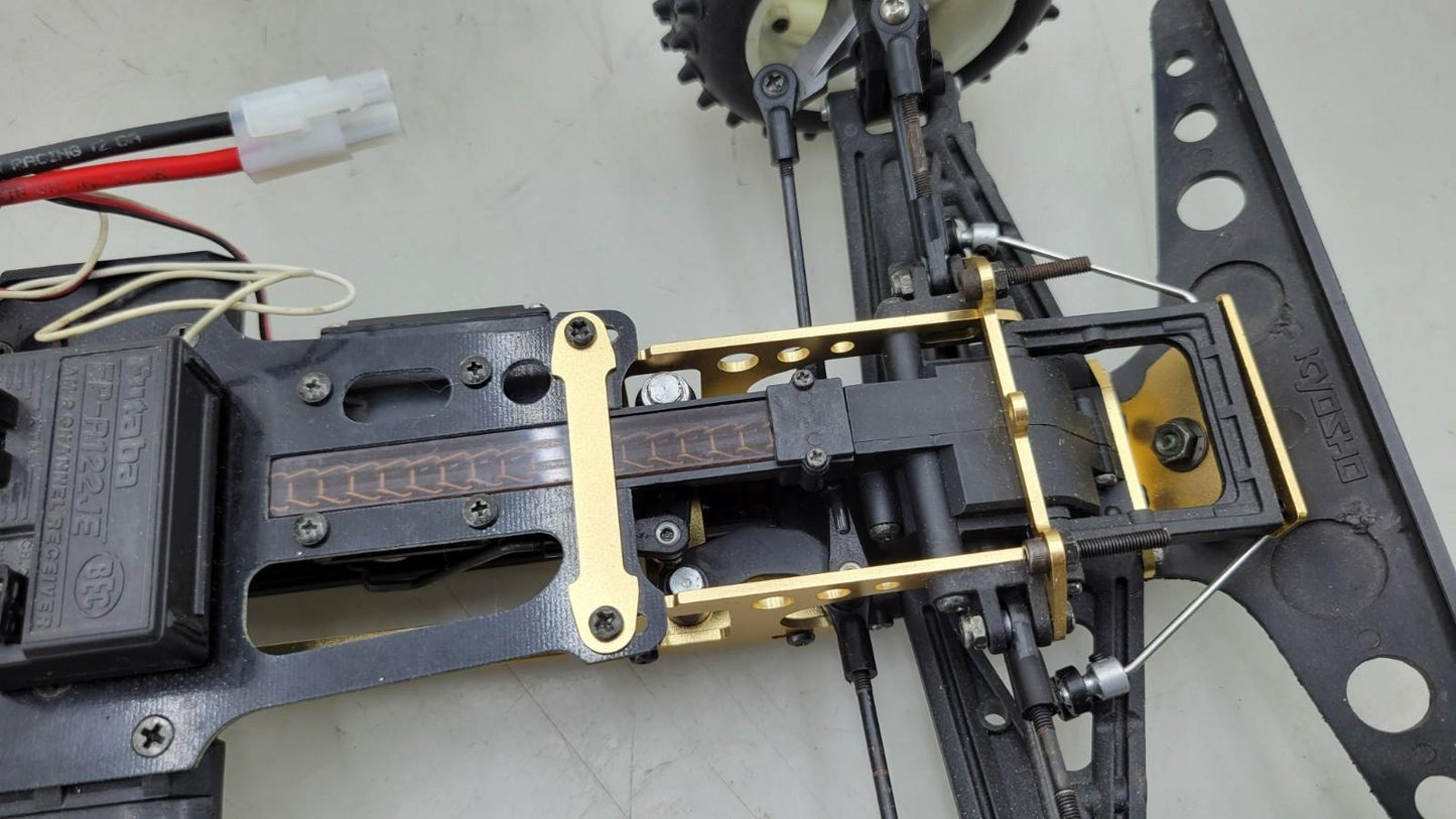 Kyosho Optima off-road racer gold chassis 1/10th scale, no transmitter, as is